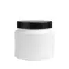 Pote ombrado de 500g em plástico PEAD branco leitoso com tampa preta de rosca, em fundo branco puro, ideal para máscaras capilares e cremes cosméticos.