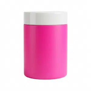 Pote cosmético de 1kg em plástico PEAD rosa fosco com tampa branca de rosca, embalagem ombrada resistente para máscaras e cremes hidratantes, fundo branco.