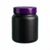 Pote cosmético de 1kg ombrado em plástico PEAD preto fosco com tampa roxa de rosca, embalagem premium com proteção UV para máscaras capilares e cremes, fundo branco.