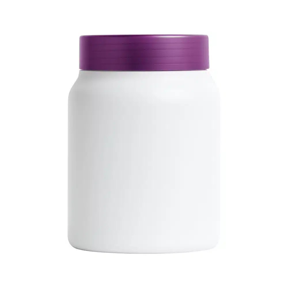 Pote 500grs Branco c/ tampa Lilás