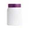 Pote de 1kg em plástico PEAD branco leitoso com tampa Roxa de rosca, em fundo branco puro, ideal para máscaras capilares e cremes cosméticos.