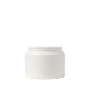 Pote cosmético de 250g ombrado em plástico PEAD branco fosco sem tampa .embalagem premium com proteção UV para máscaras e cremes, fundo branco.