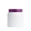 Pote ombrado de 500g em plástico PEAD branco leitoso com tampa roxa de rosca, em fundo branco puro, ideal para máscaras capilares e cremes cosméticos.