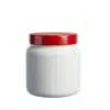 Pote cosmético de 500g em plástico PEAD branco leitoso fosco com tampa coral de rosca, formato ombrado ergonômico para máscaras e cremes, fundo branco.