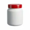 Pote cosmético de 1kg em plástico PEAD branco leitoso fosco com tampa coral de rosca, formato ombrado ergonômico para máscaras e cremes, fundo branco.