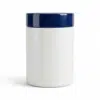 Pote cosmético de 1kg em plástico PEAD branco leitoso fosco com tampa azul de rosca, material de alta densidade resistente para cremes e máscaras capilares.
